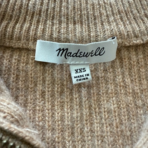 Madewell Glenbrook Women’s Half Zip Ribbed Sweater Merino Wool Blend XXS - Picture 7 of 11